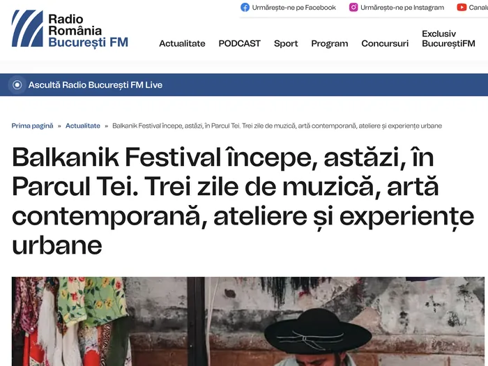 Screenshot articol Radio România București FM